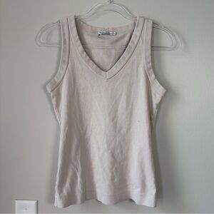Michael Stars Cotton Ribbed V-Neck Sleeveless Top One Size